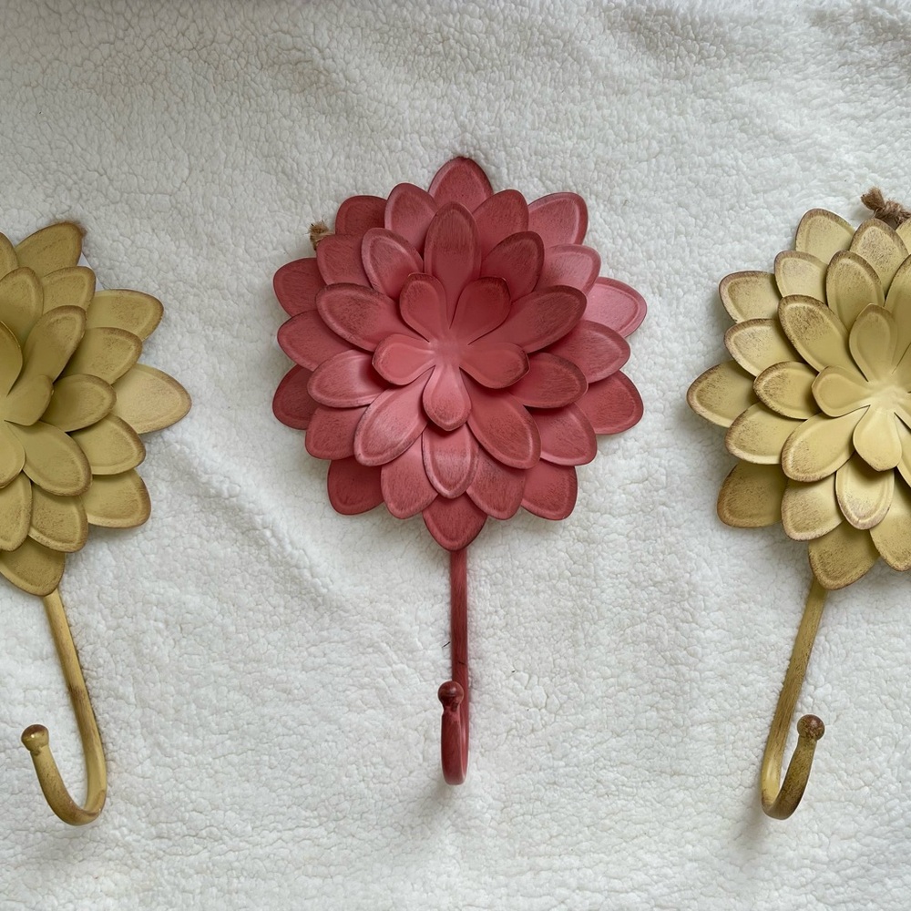 Floral Wall Hook Set - Pink and Yellow